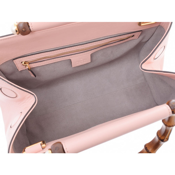 Gucci Bamboo Nim Fair Handbag Pink Leather Strap - Picture 8 of 9